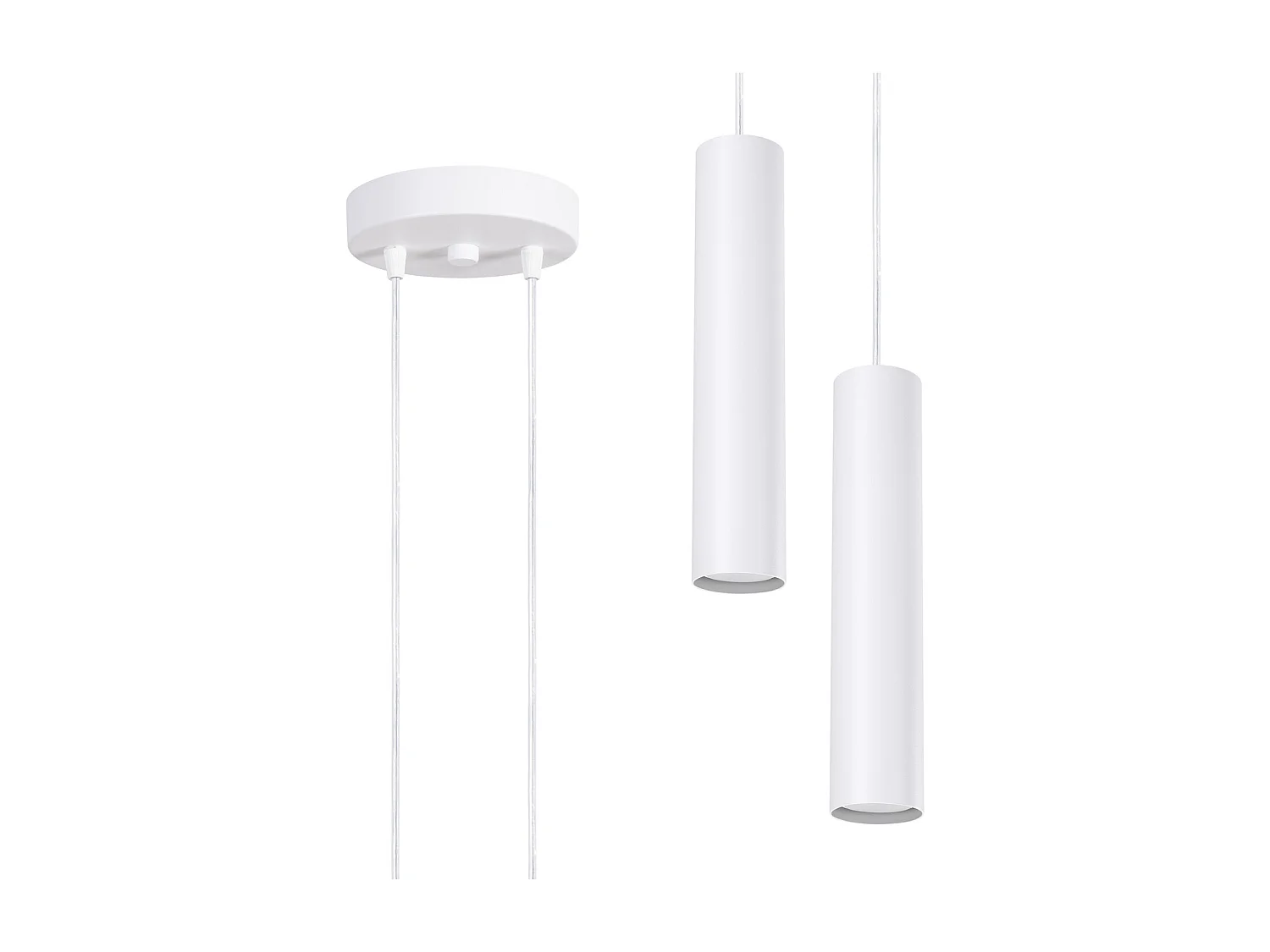 Lampa wisząca nowoczesny Lagos, stal - 2 źródło - L.15 x H.118 cm - biały 4810112 - obrazek 1