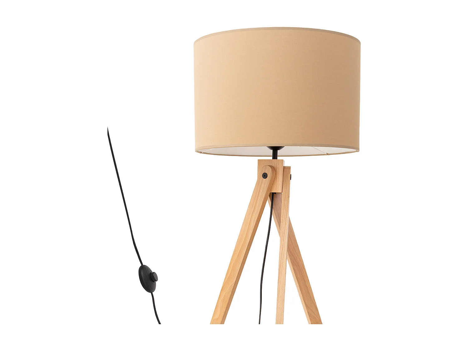 Lampa podłogowa nowoczesny Natt, tkanina/PVC/drewno - 1 źródło - L.77 x H.140 cm - taupe/naturalne drewno 4810108 - obrazek 1