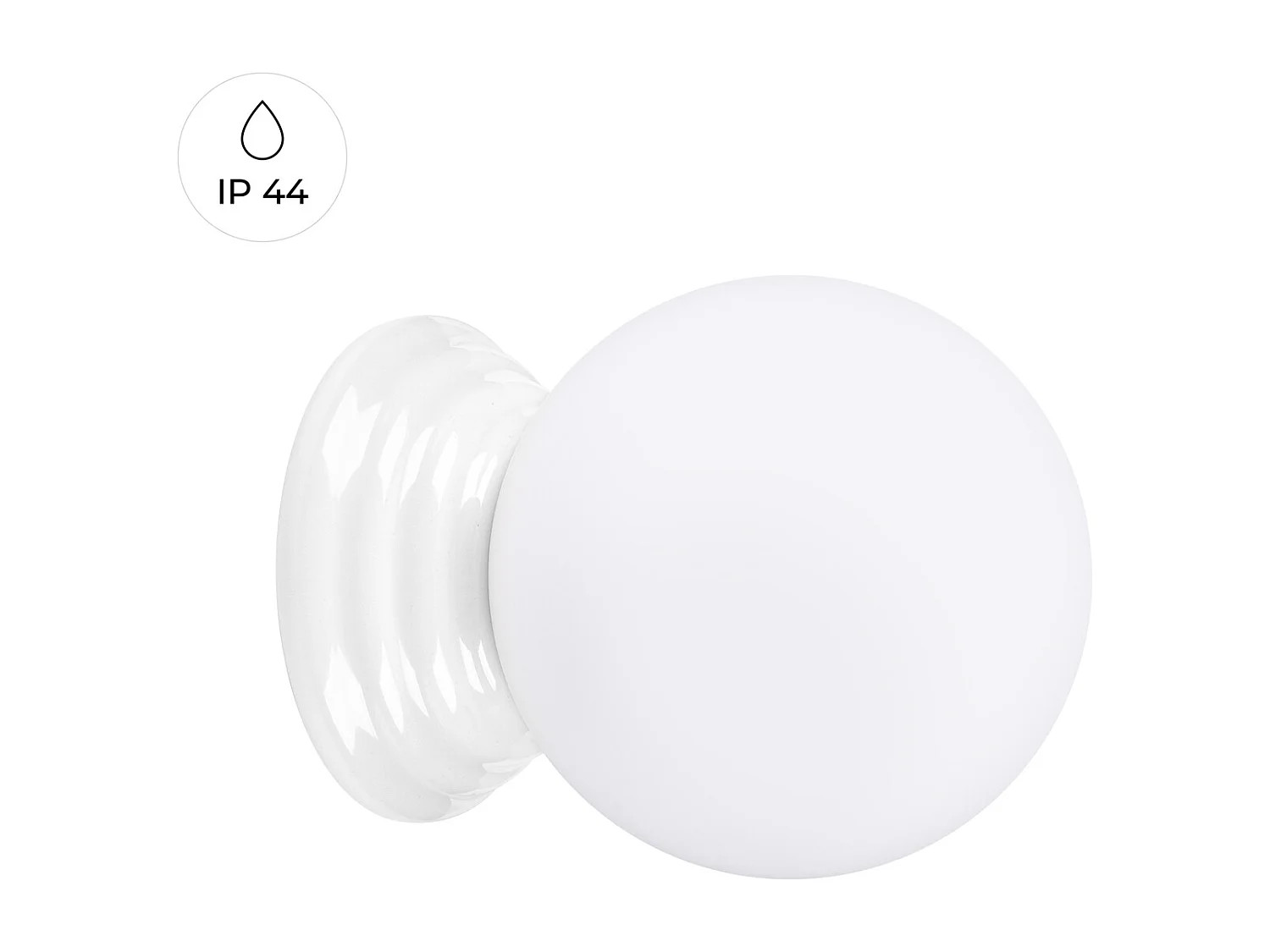 Lampa ścienna minimalistyczny Zori, ceramika szkliwiona/szkło - 1 źródło - L.12 x H.12 cm - biały 4810116 - obrazek 1