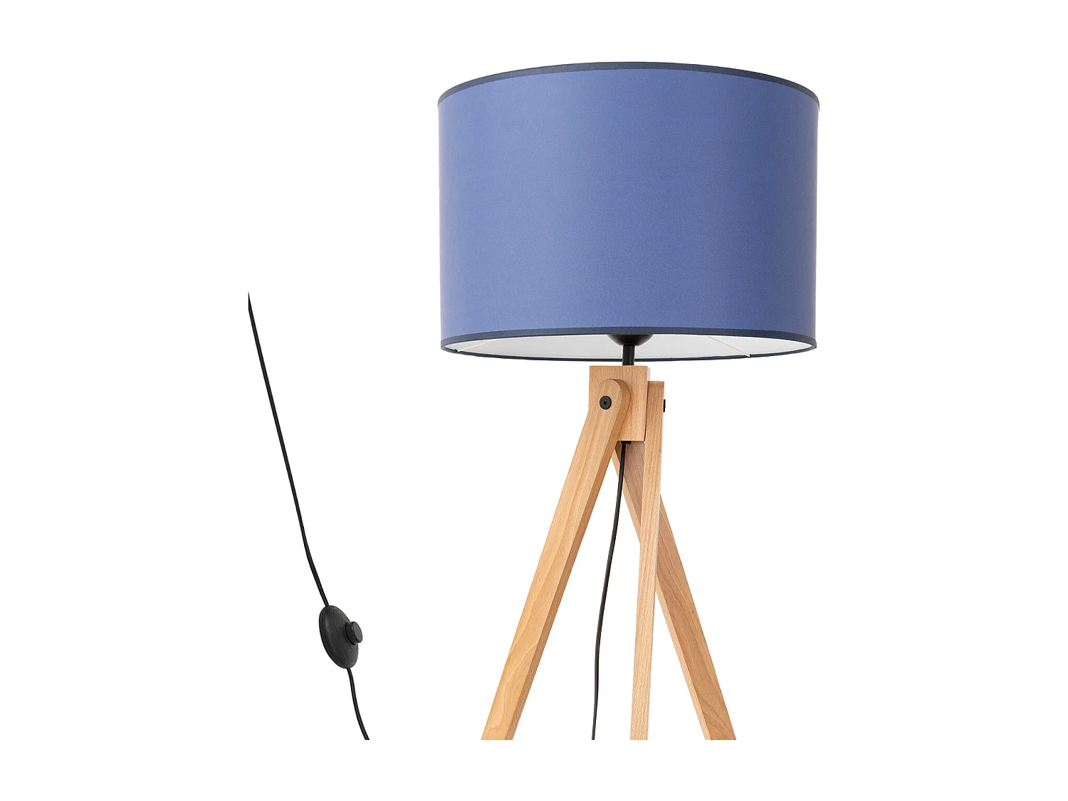 Lampa podłogowa nowoczesny Natt, tkanina/PVC/drewno - 1 źródło - L.77 x H.140 cm - granatowy/naturalne drewno 4810114 - obrazek 1