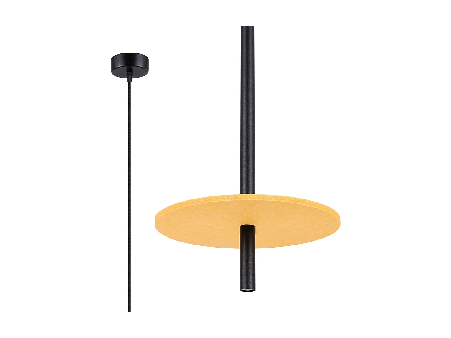 Lampa wisząca nowoczesny Feltro, filc/stal - 1 źródło - L.30 x H.126 cm - żółty/czarny 4810118 - obrazek 1