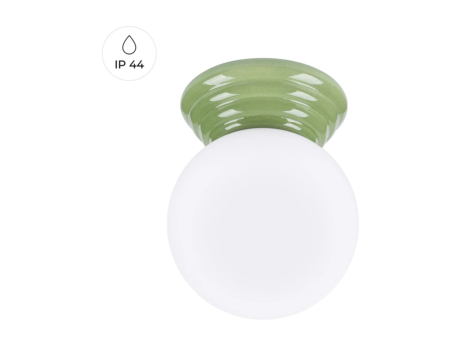 Lampa sufitowa minimalistyczny Zori, ceramika szkliwiona/szkło - 1 źródło - L.12 x H.12 cm - zielony oliwkowy 4810122 - obrazek 1