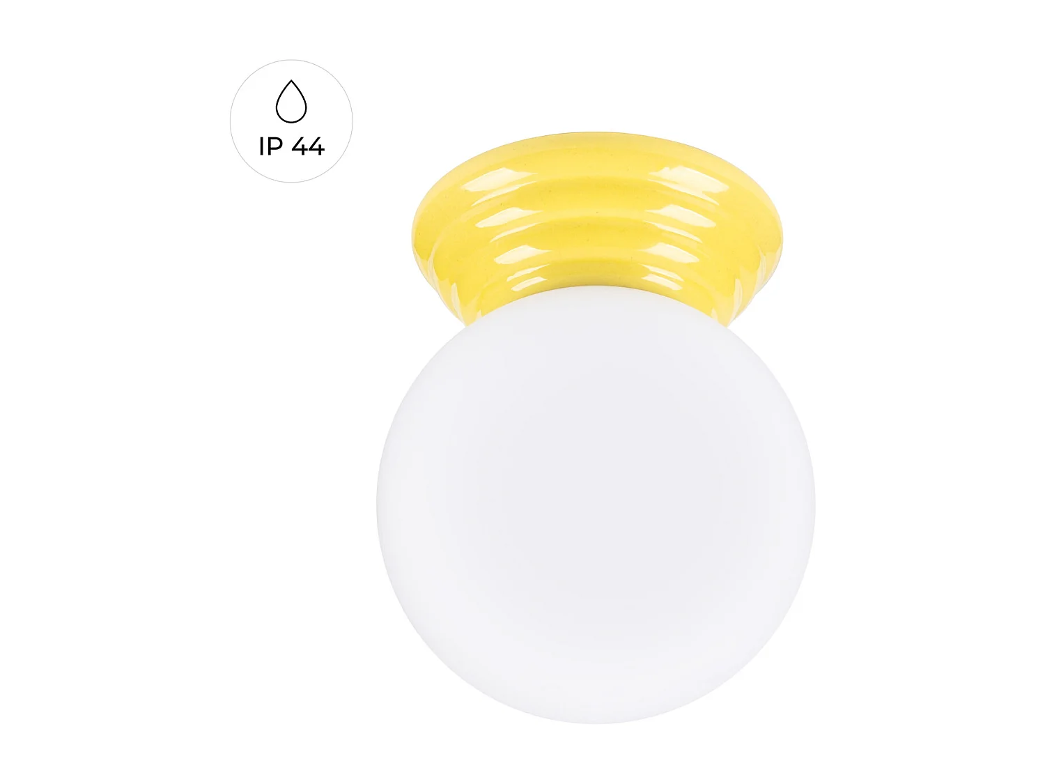Lampa sufitowa minimalistyczny Zori, ceramika szkliwiona/szkło - 1 źródło - L.12 x H.12 cm - żółty 4810135 - obrazek 1
