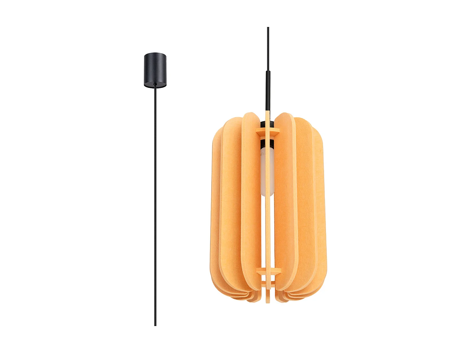 Lampa wisząca nowoczesny Mula, filc/stal – 1 źródło – L.27 x H.165 cm – żółty/czarny 4810142
