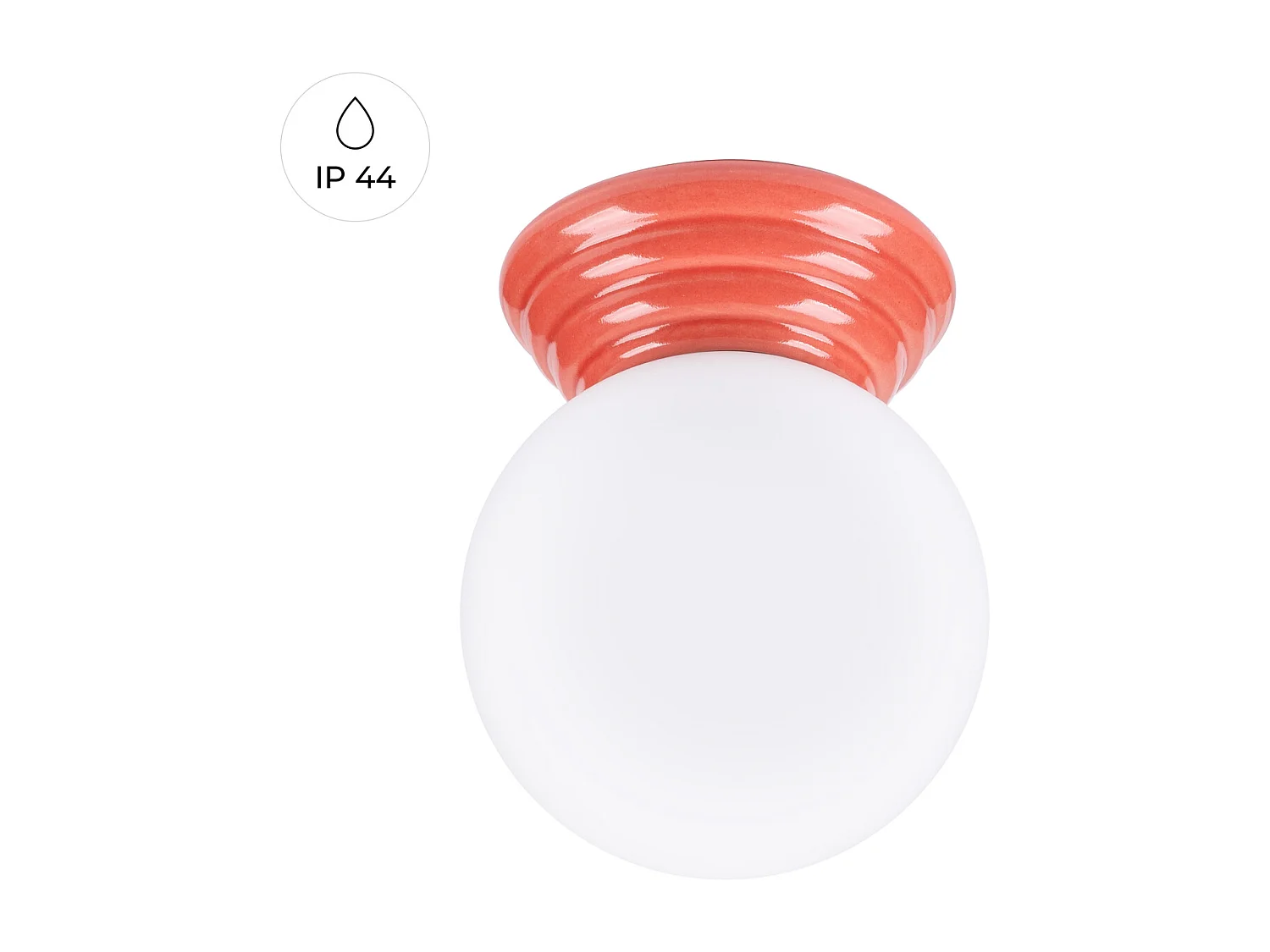 Lampa sufitowa minimalistyczny Zori, ceramika szkliwiona/szkło – 1 źródło – L.12 x H.12 cm – brzoskwiniowy 4810146