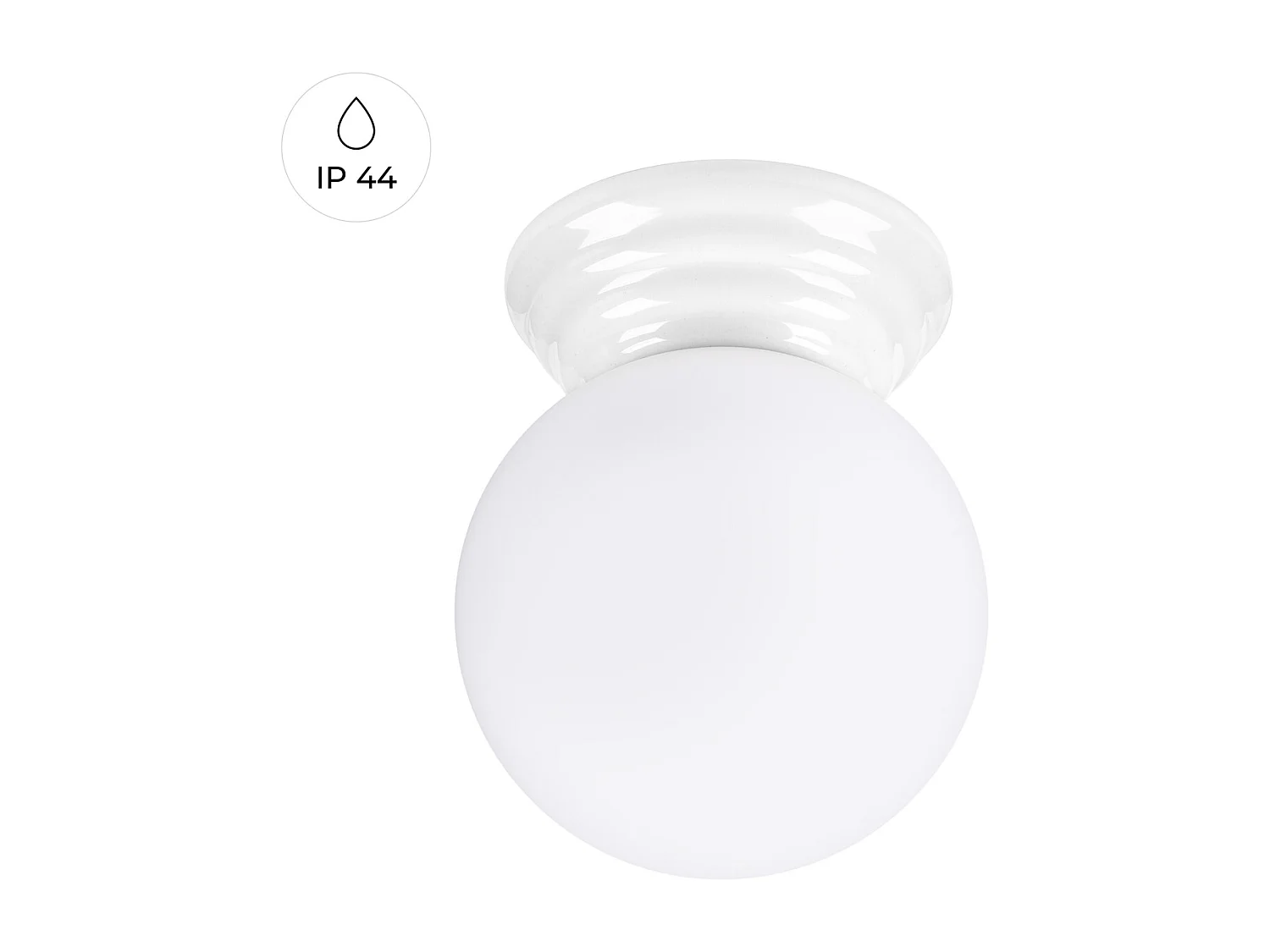 Lampa sufitowa minimalistyczny Zori, ceramika szkliwiona/szkło – 1 źródło – L.12 x H.12 cm – biały 4810148
