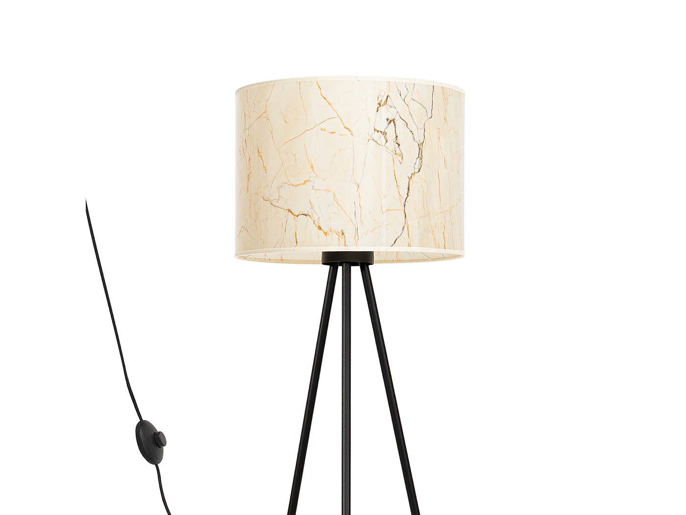 Lampa podłogowa minimalistyczny Nevia, tkanina/PVC/stal - 1 źródło - L.40 x H.135 cm - beżowy marmur/czarny 4810149 - obrazek 1