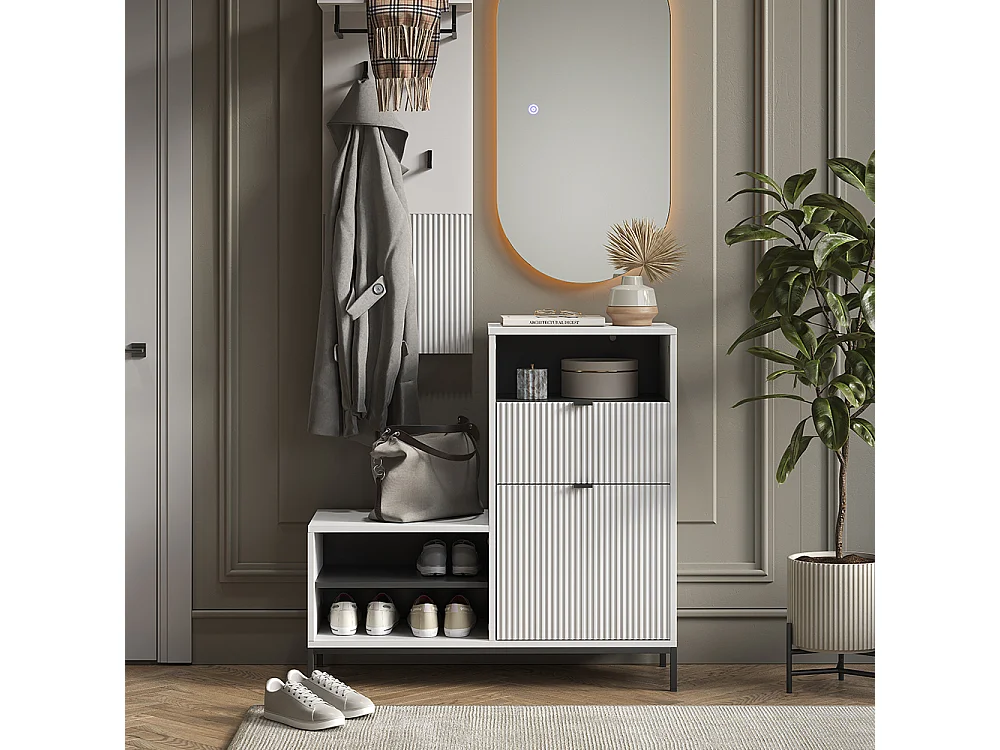 Ławka na buty biały 100x40x98.5 eliza 4779036