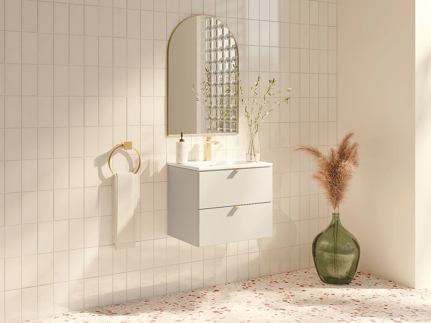 Podwieszana szafka pod umywalkę – Kolor beżowy – 60 cm – LAVENA 4659518