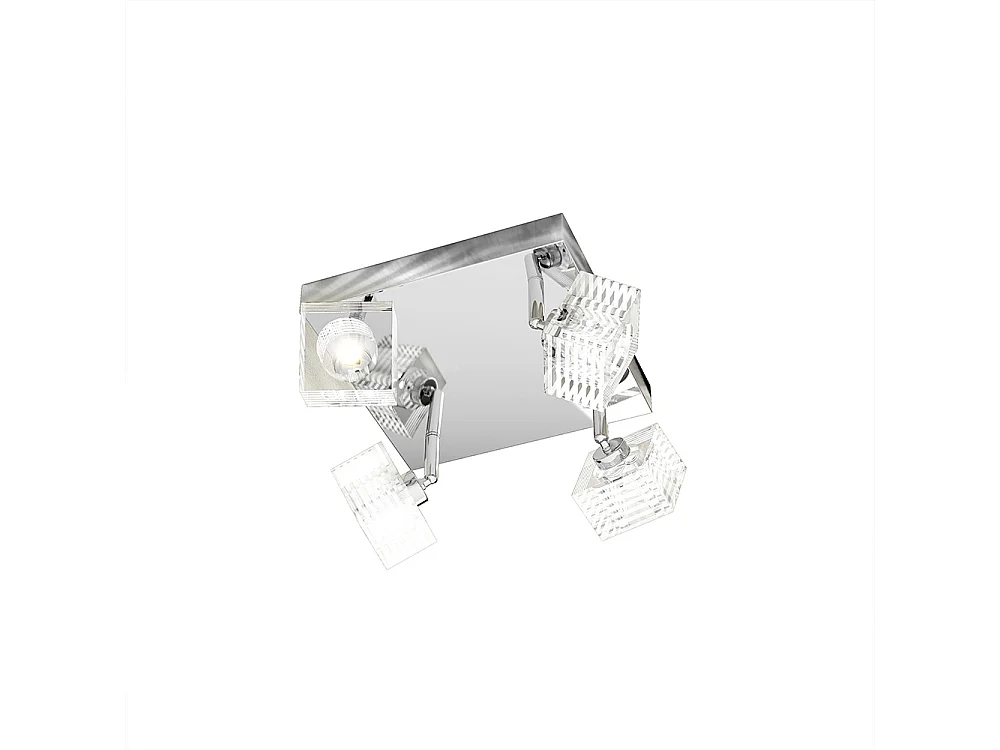 Plafon Metropolitan 4-punktowy z gniazdem G9, chromowaną ramką i szkłem hartowanym, nowoczesny design 25x25x15cm 4139033 - obrazek 1