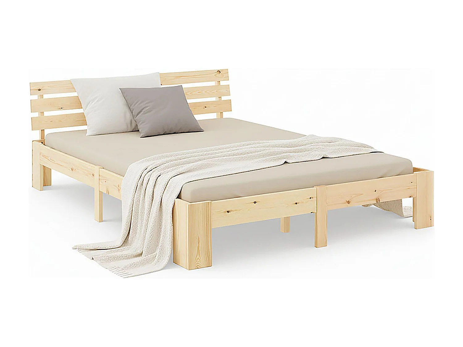 Łóżko podwójne 140x200 cm, jasne drewno, łóżko futon 4712100 - obrazek 1