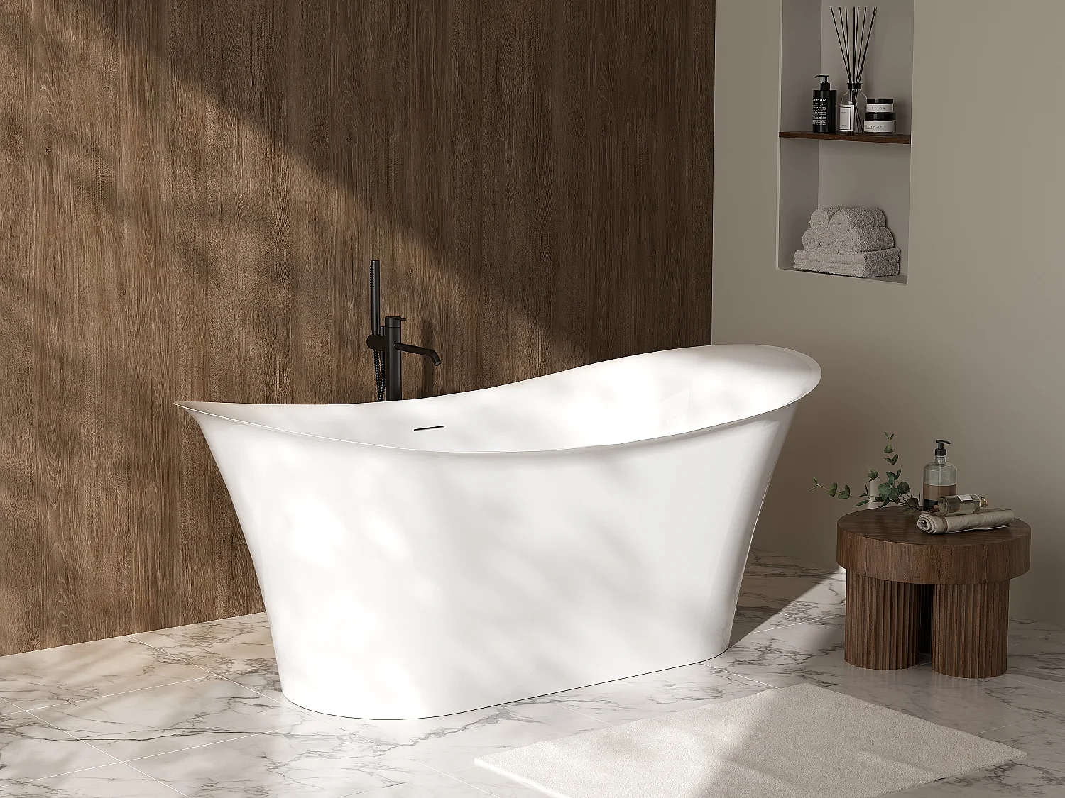 Wolnostojąca wanna akrylowa – 211 L – 160 x 79 x 66 cm – Biała – KYRON 4756805