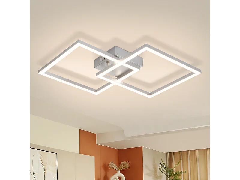 Lampa sufitowa LED Nettlife do sypialni – srebrna lampa do sypialni 24 W, neutralna biel 4000 K, regulowana, nowoczesny design 4861002 - obrazek 1