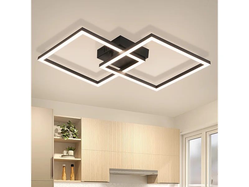 Lampa sufitowa LED Nettlife do sypialni – czarna lampa do salonu 24 W, neutralna biała lampa kuchenna 4000 K, nowoczesny i regulowany design 4860999 - obrazek 1