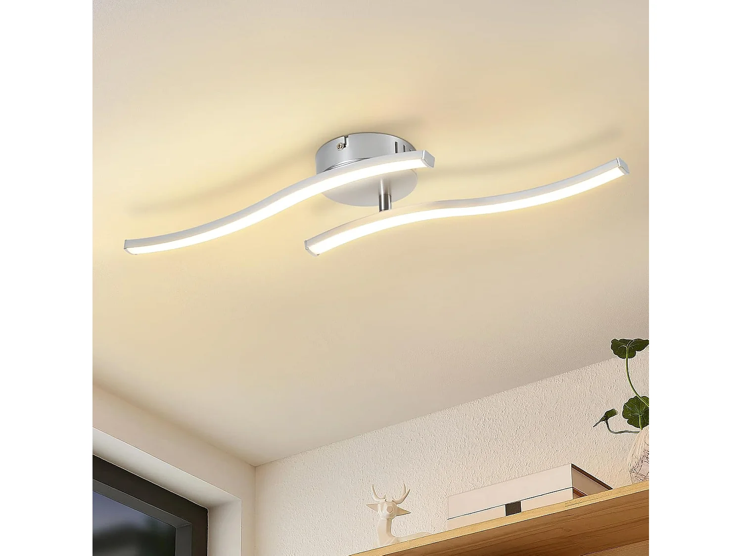Lampa sufitowa LED Nettlife Silver, 12 W, nowoczesna lampa sufitowa o falistym designie, 3000 K, ciepła biel, oprawa oświetleniowa do salonu, sypialni 4736367 - obrazek 1