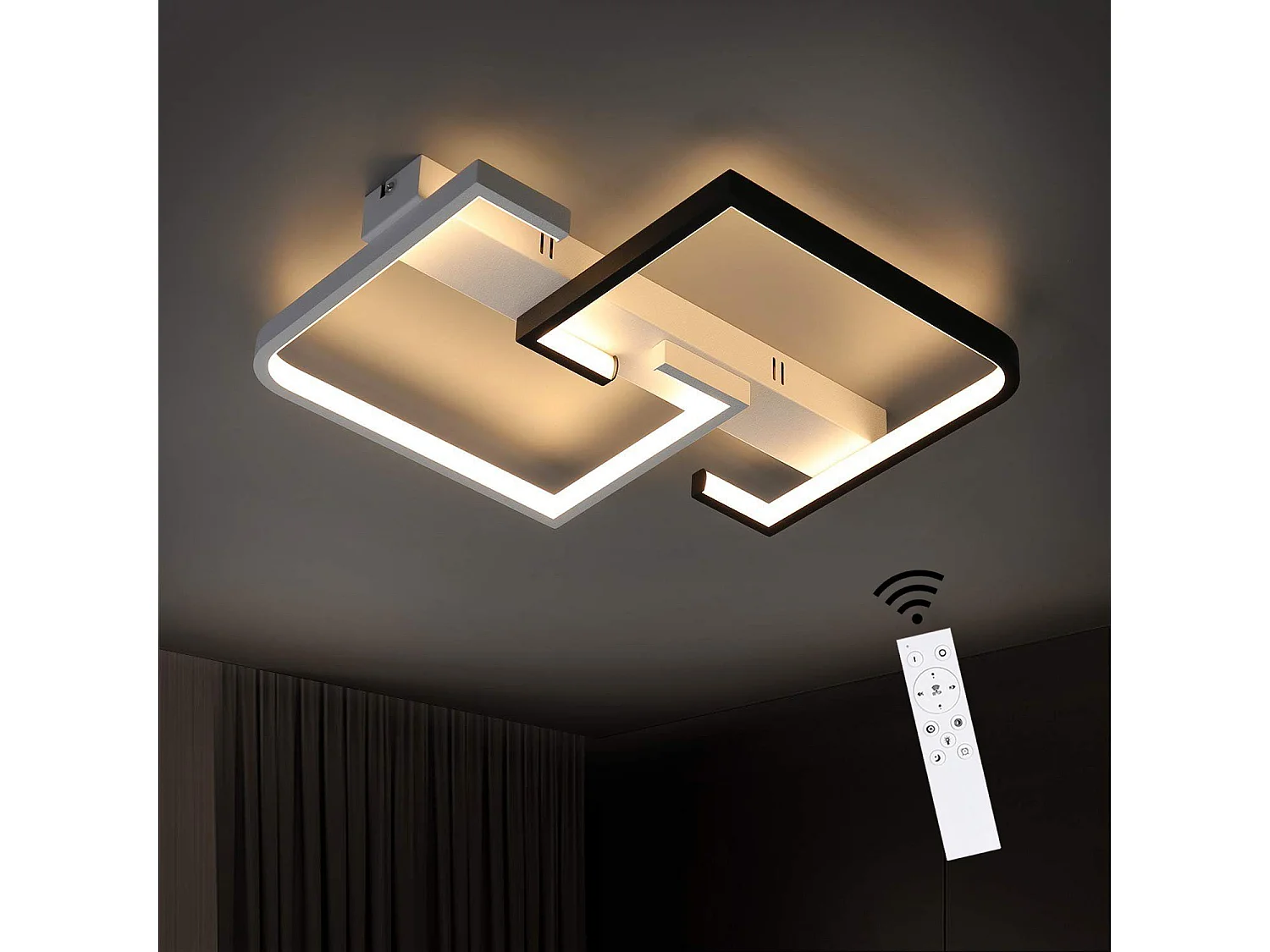 Lampa sufitowa LED do salonu, ściemniana, z pilotem, czarna, sufitowa, 35 W 3954141 - obrazek 1