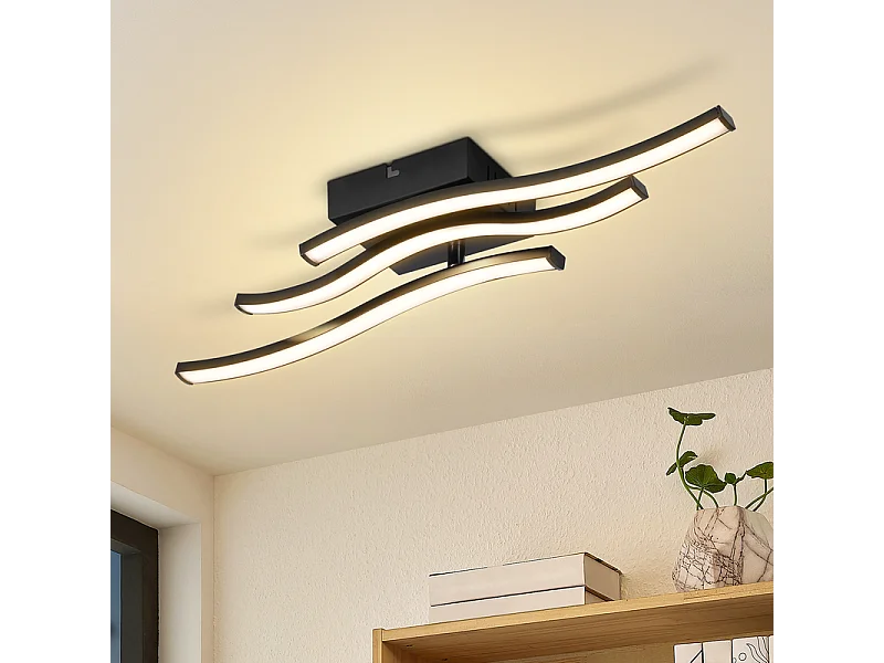 Lampa sufitowa LED Nettlife Wave Design, czarna – 18 W, 3000 K, ciepła biel – nowoczesna lampa do salonu, sypialni, kuchni i przedpokoju 4861004 - obrazek 1
