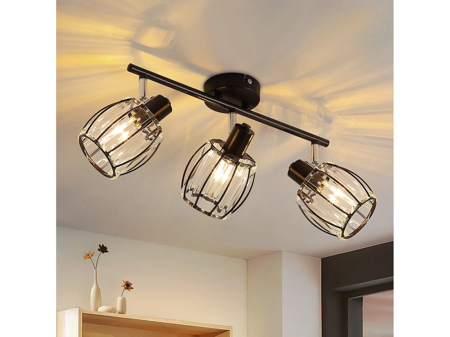 Lampa sufitowa Spot 3 płomienie Retro E14 Lampa sufitowa kryształowy abażur hotelowy 3948785 - obrazek 1