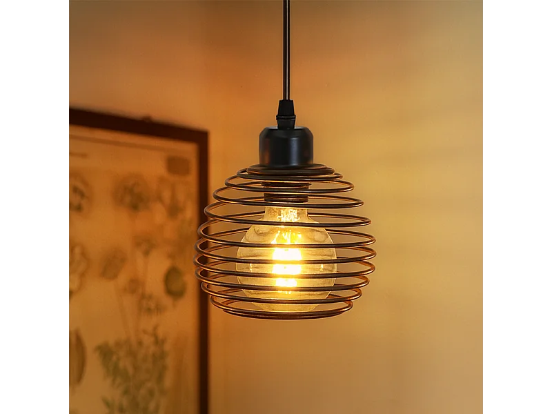 Lampa wisząca Nettlife Vintage 1 Bulb: czarna lampa wisząca w stylu industrialnym z kablem 4,5 m, wtyczką i przełącznikiem, gniazdem E27 4736374 - obrazek 1