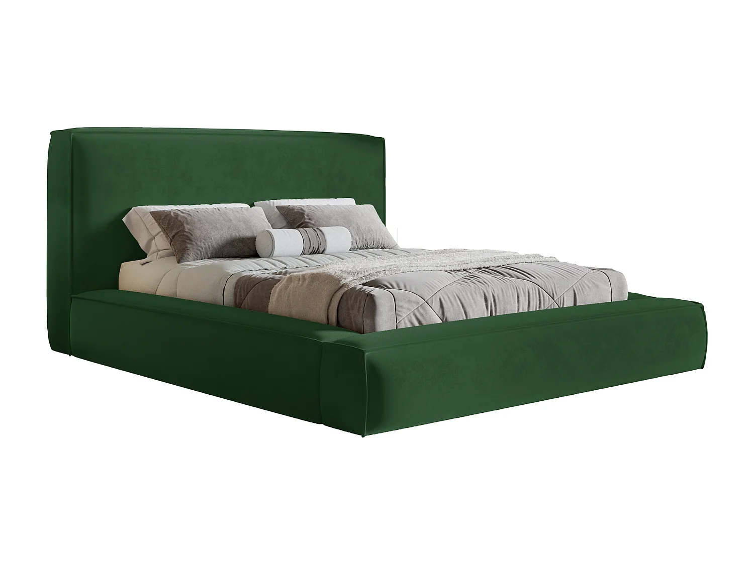 Łóżko tapicerowane 140x200 Karano z lamówką - pojemnik i stelaż metalowy - welur, zielony (Amor Velvet 4311) 4866399 - obrazek 1