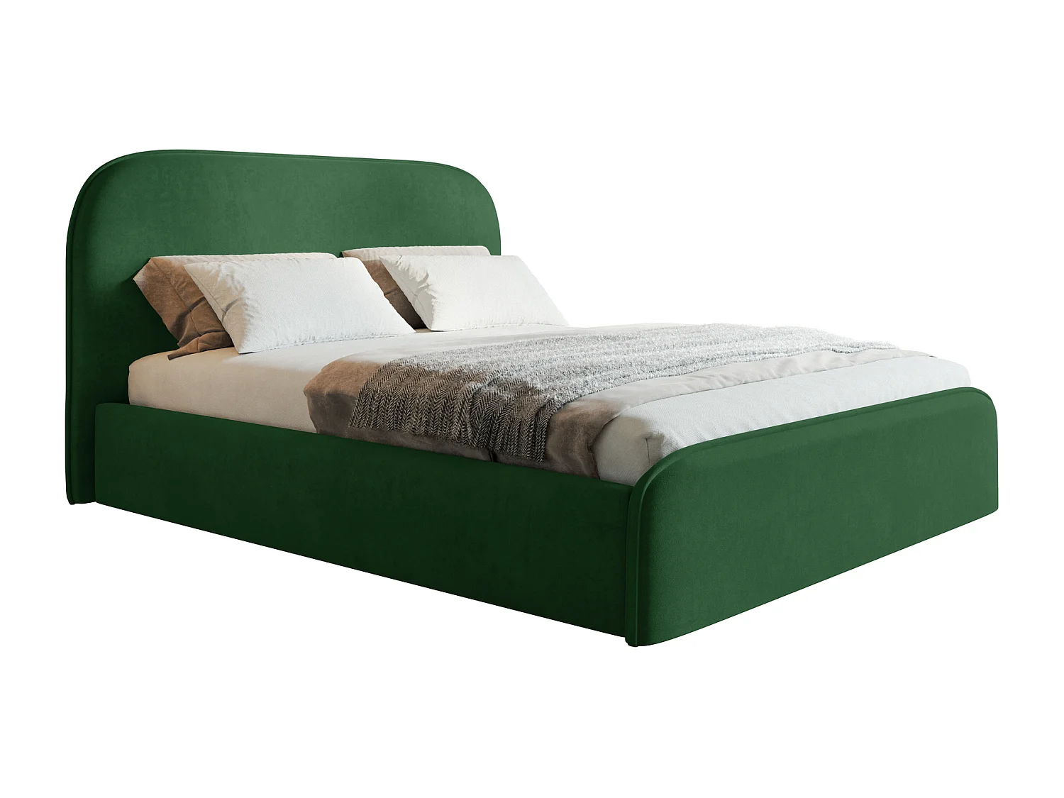 Łóżko tapicerowane 200x200 Wendra - stelaż metalowy, okrągłe zagłowie, welur - zielony (Amor Velvet 4311) 4869655 - obrazek 1