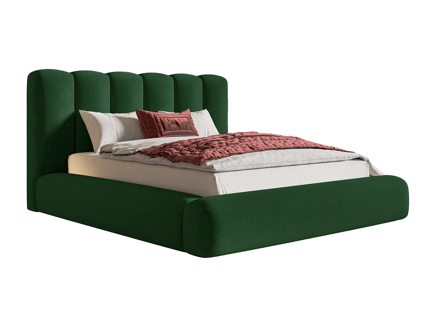 Łóżko tapicerowane 180x200 Lumaro z pojemnikiem - gruba pianka, pojemnik, stelaż drewniany - zielony (Amor Velvet 4311) 4869691 - obrazek 1