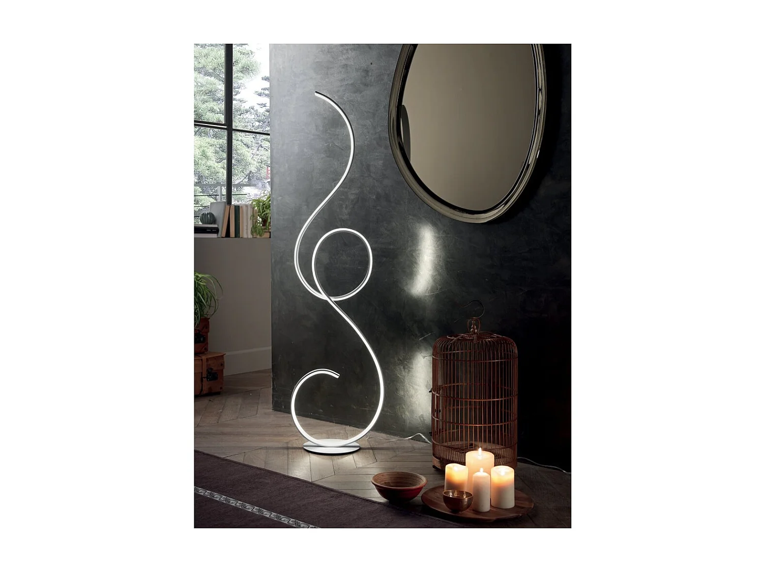 Lampa podłogowa Flok LED firmy Ondaluce 44 W 4400 lm 3000 K wys. 157 cm, ściemnialna, czarna 4074167