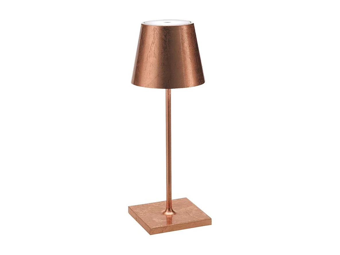 Lampa stołowa LED Zafferano Poldina Pro Mini Copper Leaf, ładowalna i ściemnialna, z czasem pracy baterii do 12 godzin 4902185 - obrazek 1