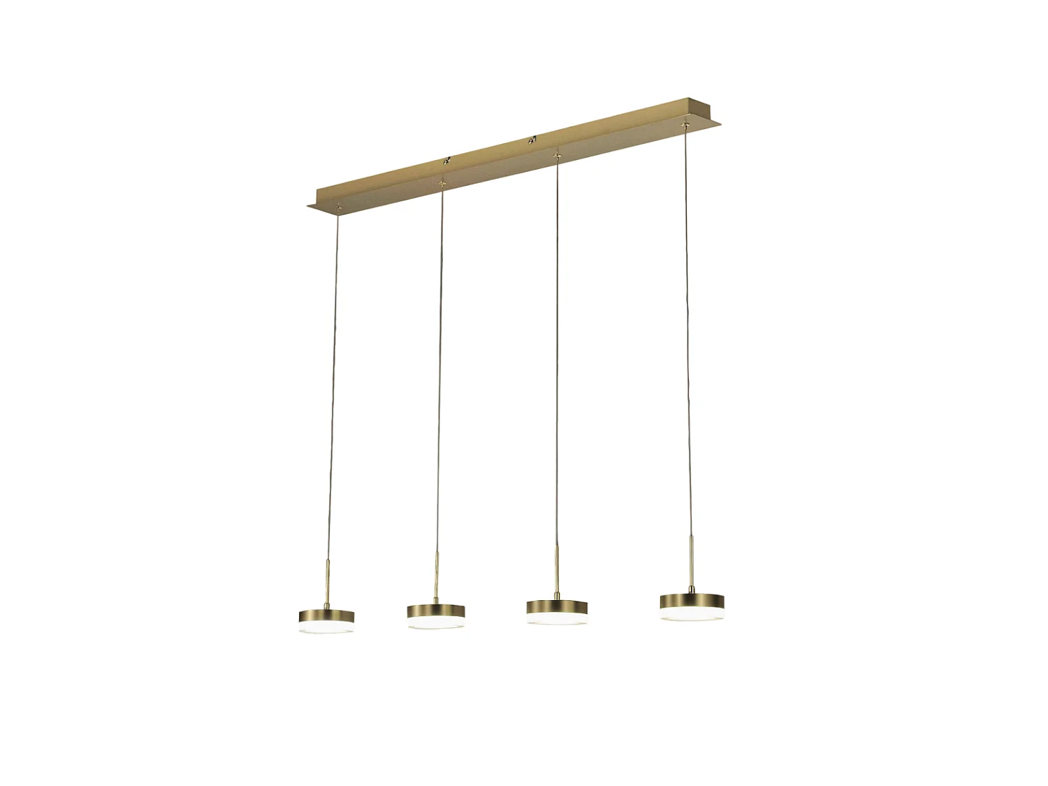 Lampa wisząca Fabas Luce Dunk z 4 źródłami światła - 32 W, ściemnialna dioda LED - mosiądz satynowy, konstrukcja liniowa 4902330 - obrazek 1