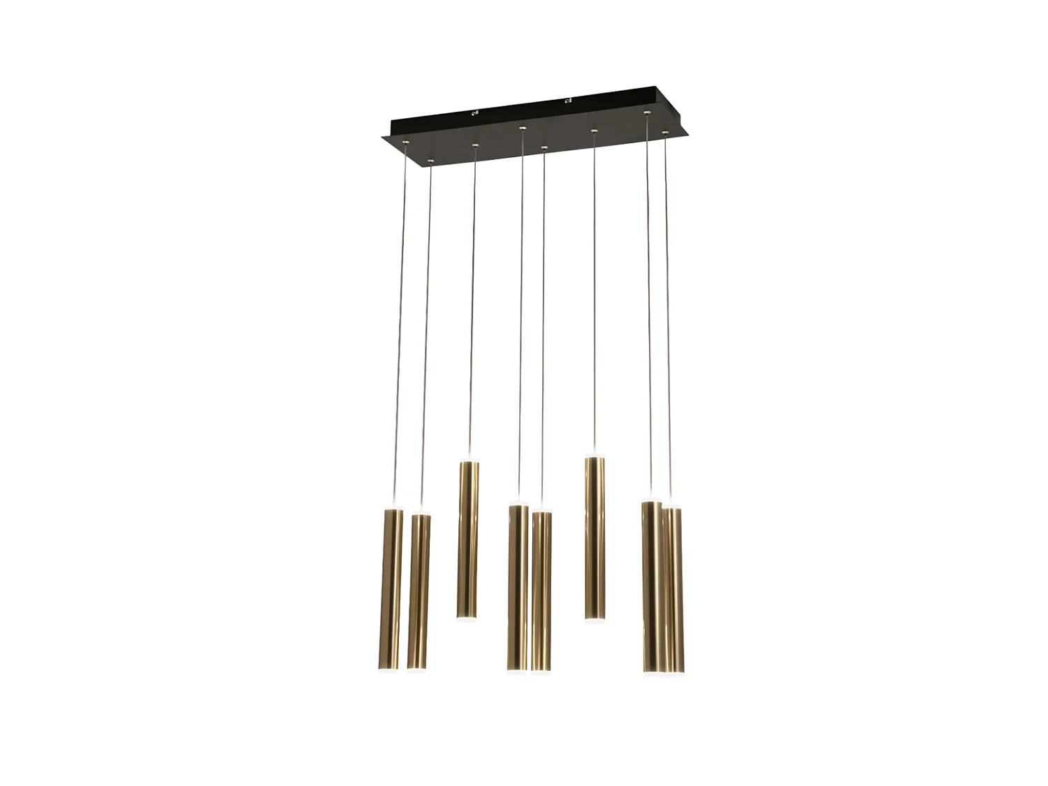 Lampa wisząca Fabas Luce Prado z 8 światłami - 52 W, ściemnialna dioda LED - mosiężny, liniowy design 4902331 - obrazek 1