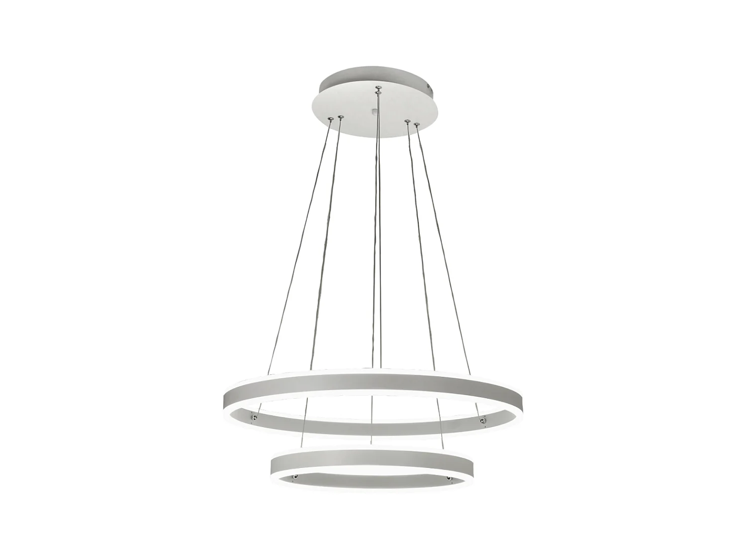 Lampa wisząca LED Palau 108W 3000K, ściemnialna, Ø60 i Ø40 cm, srebrna, dwa pierścienie z metalu i metakrylanu 4902332 - obrazek 1