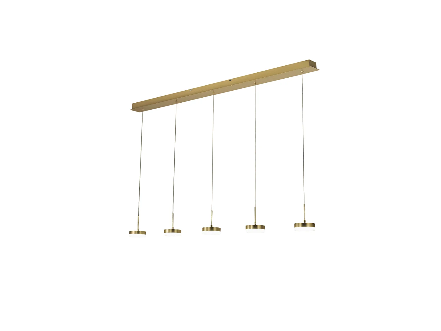 Lampa wisząca Fabas Luce Dunk z 5 źródłami światła - 40 W, ściemnialna dioda LED - mosiądz satynowy, konstrukcja liniowa 4902336 - obrazek 1