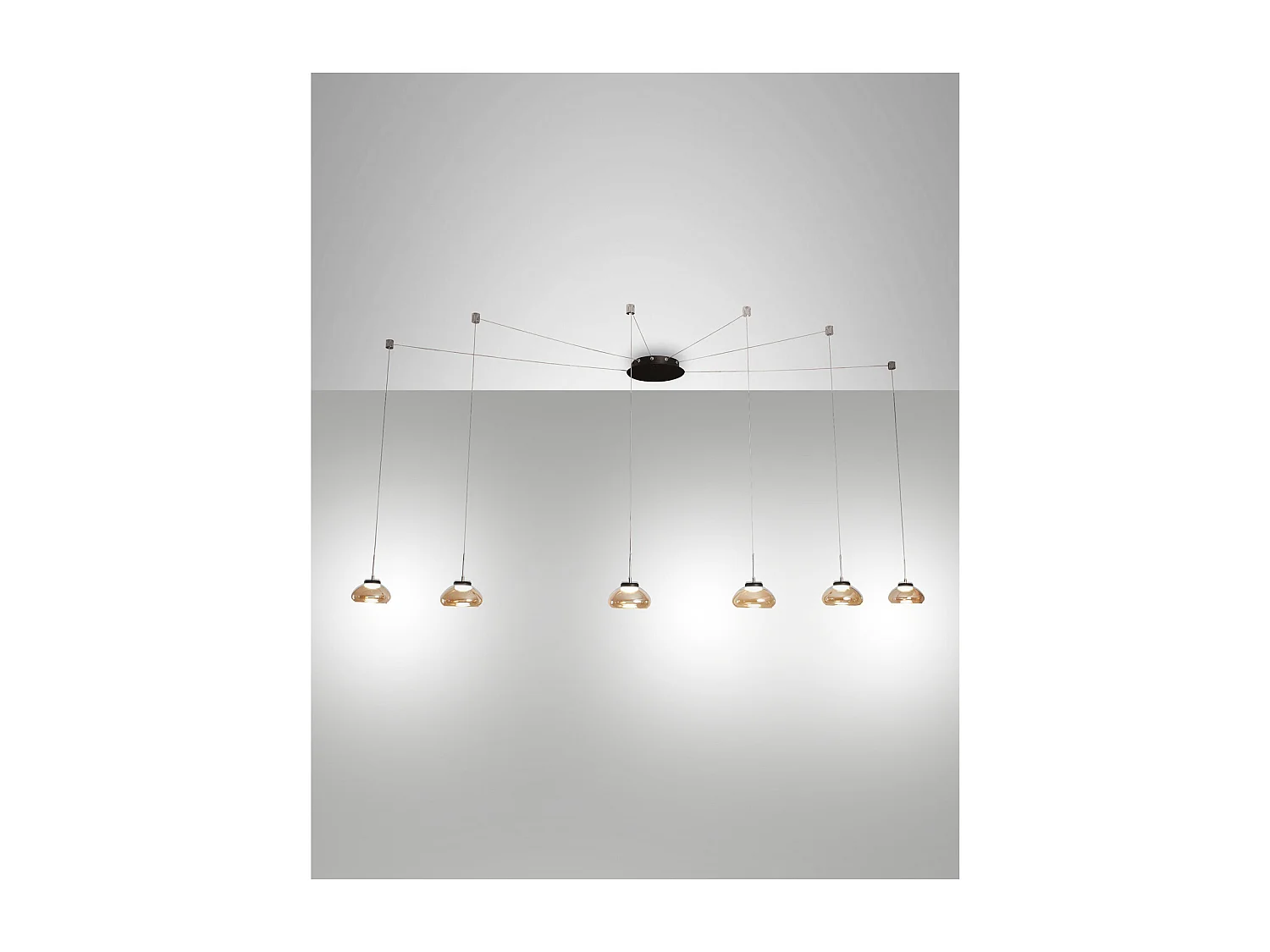 Lampa wisząca LED Arabella z metalu i bursztynowego szkła dmuchanego 3547-46-125 Fabas Luce 4902377 - obrazek 1