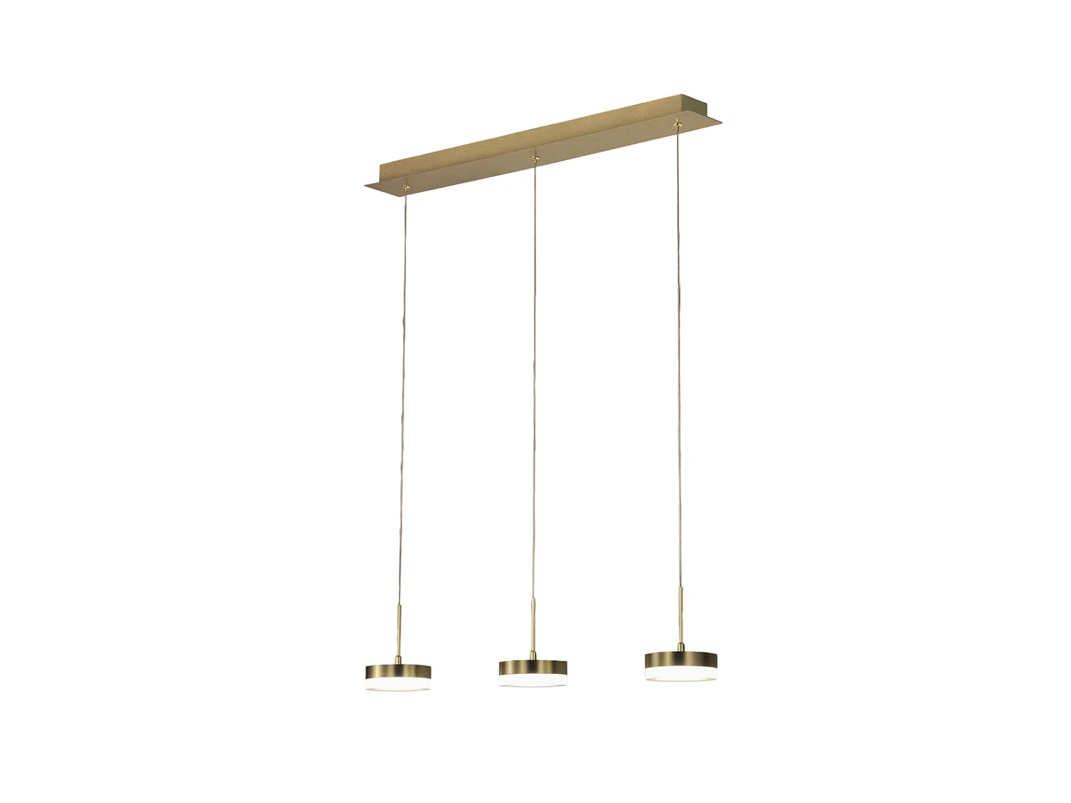 Lampa wisząca Fabas Luce Dunk z 3 źródłami światła - 24 W, ściemnialna dioda LED - mosiądz satynowy, konstrukcja liniowa 4902378 - obrazek 1