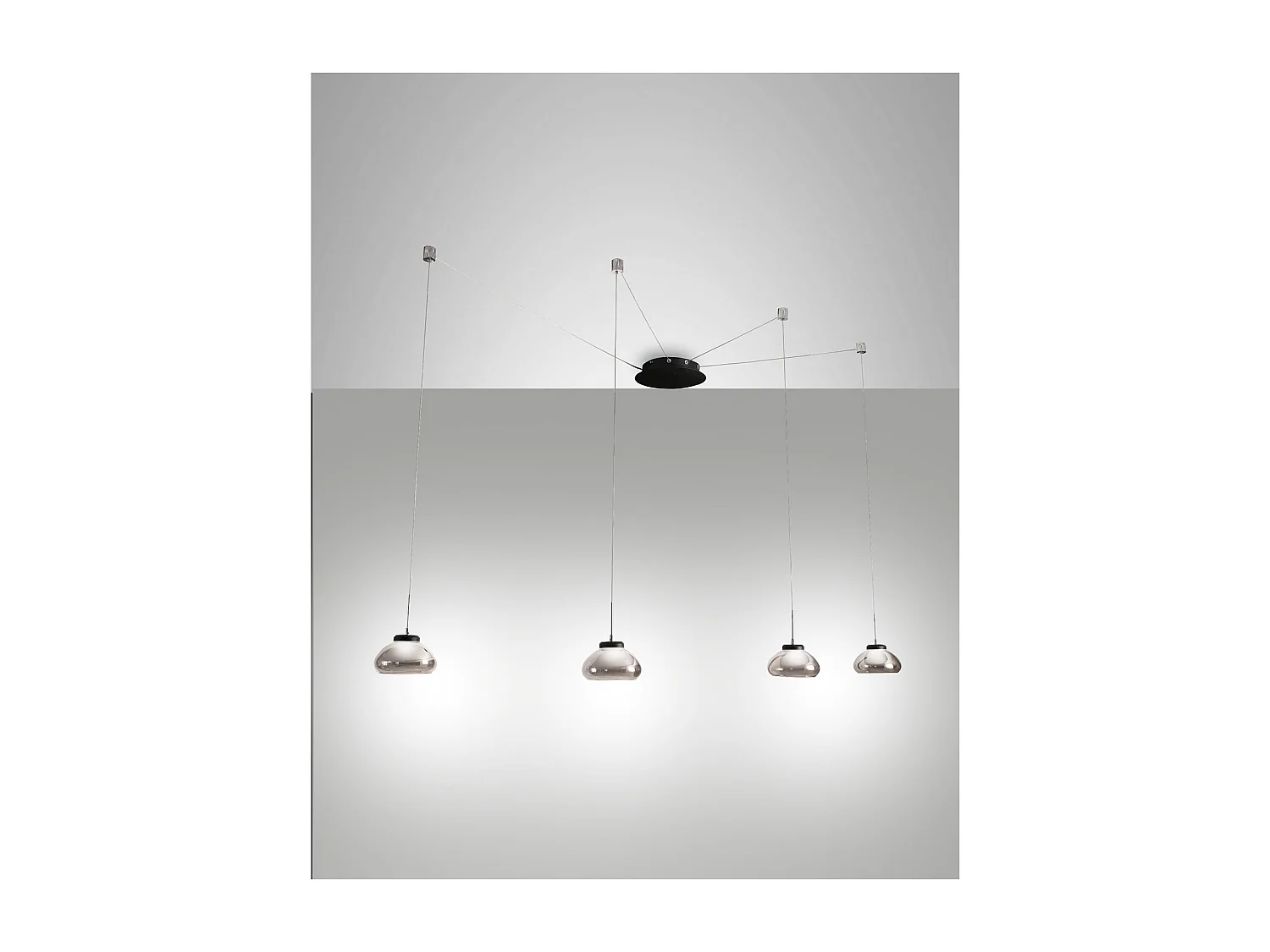 Lampa wisząca LED Arabella z metalu i dymionego szkła dmuchanego 3547-49-126 Fabas Luce 4902387 - obrazek 1