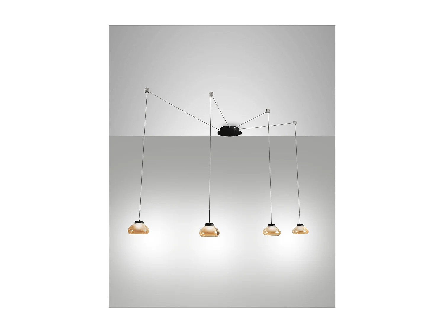 Lampa wisząca LED Arabella z metalu i bursztynowego szkła dmuchanego 3547-49-125 Fabas Luce 4902390 - obrazek 1