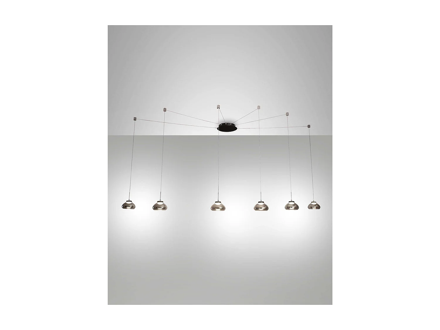Lampa wisząca LED Arabella z metalu i dymionego szkła dmuchanego 3547-46-126 Fabas Luce 4902393 - obrazek 1