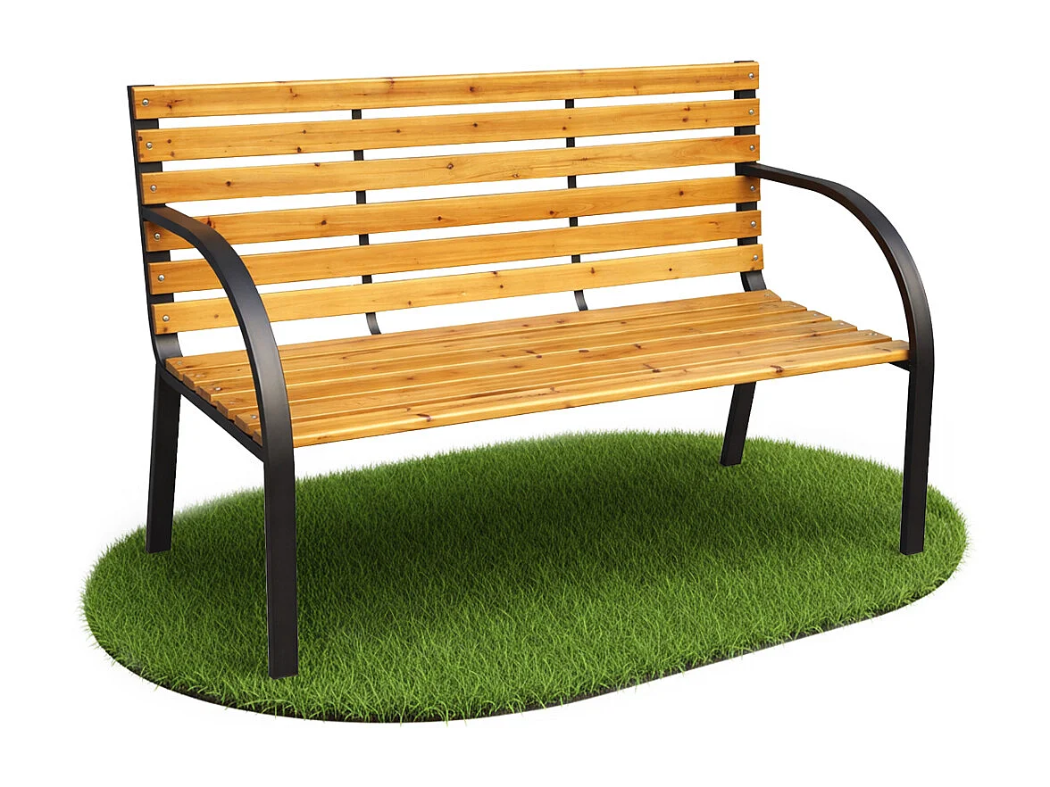 Ławka ogrodowa DALIA z lakierowanego drewna stalowe nogi szerokość 122 cm 2460467