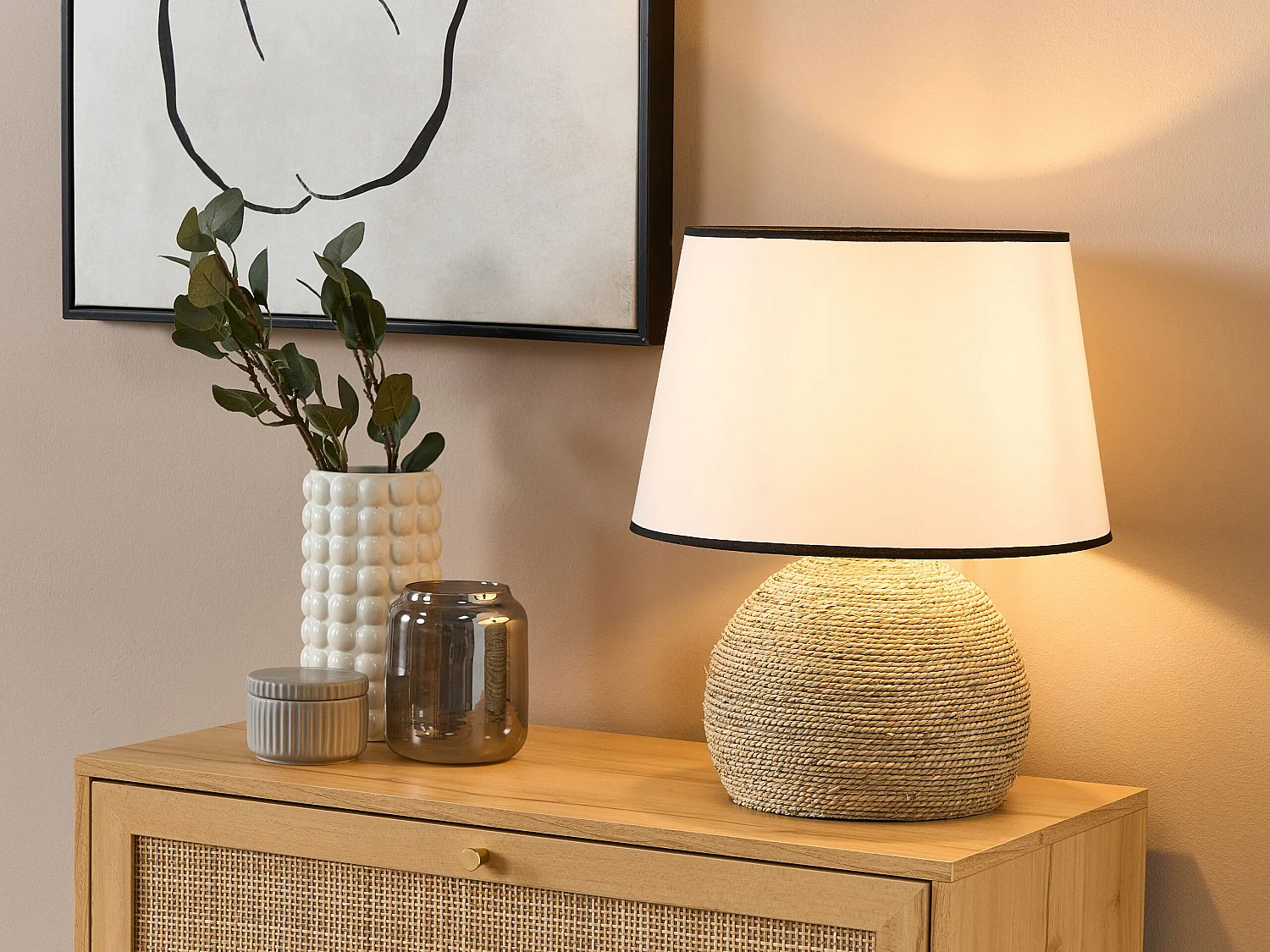 Lampa stołowa GROWEE Plecionka Naturalny 3759370 - obrazek 1