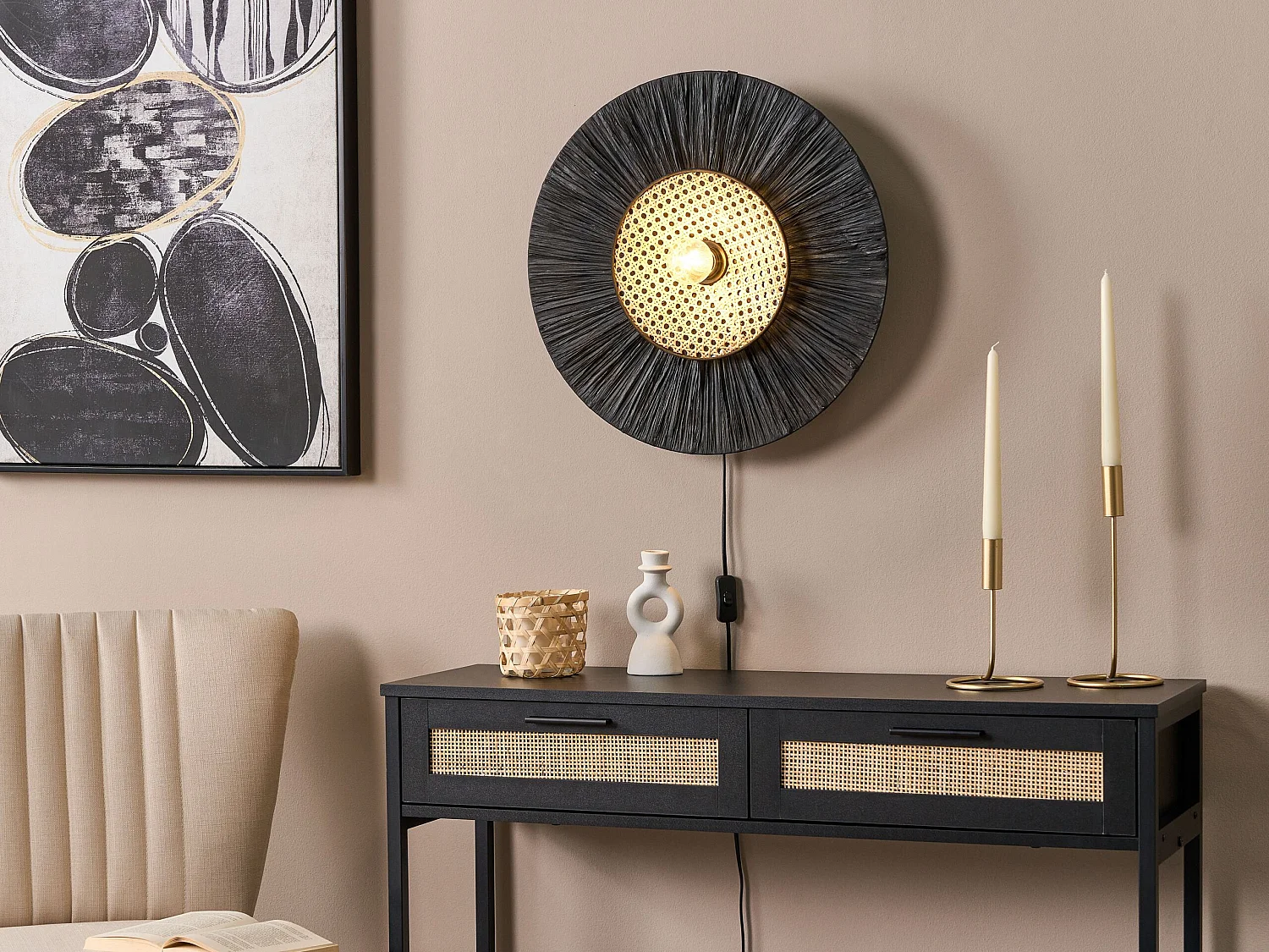 Lampa ścienna YAAPI Papier Czarny 2383525 - obrazek 1