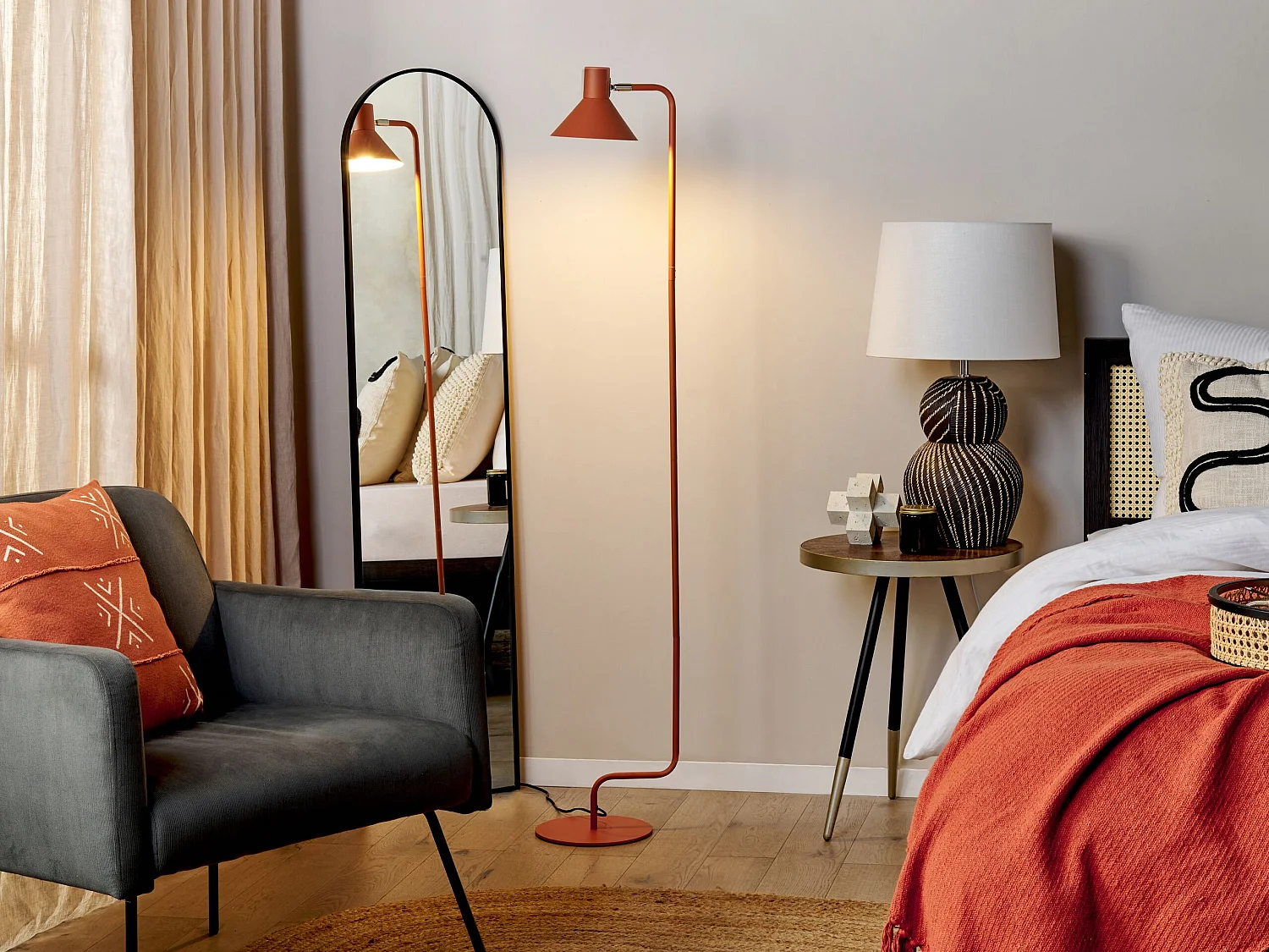 Lampa podłogowa RIMAVA Regulowana Metal Pomarańczowy 753161