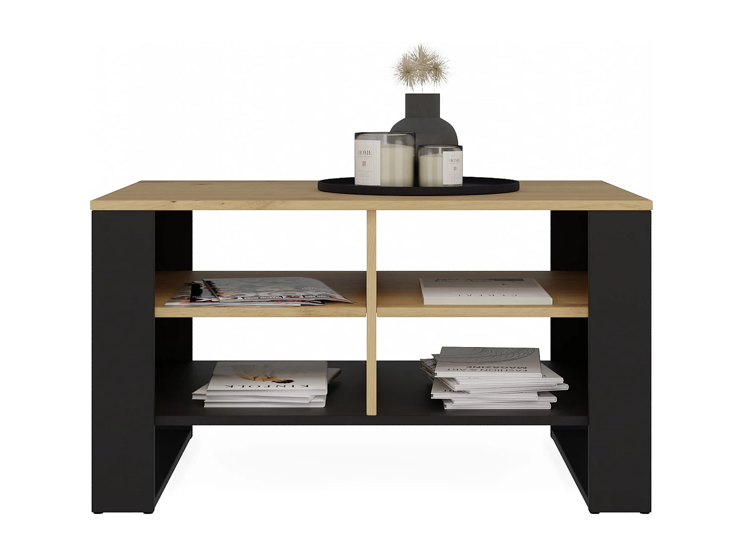 Ława Modern 4P SLIM | Dąb Artisan Czarny | 90x58x50 | Stolik Kawowy 3770663