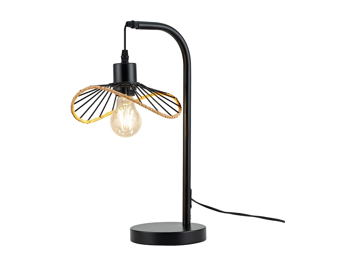 Lampka biurkowa Nettlife Vintage, lampka nocna, lampa stołowa, E27 z kablem, metalowa lampa biurkowa w stylu retro do salonu, czarna (żarówka nie jest dołączona) 4860927 - obrazek 1