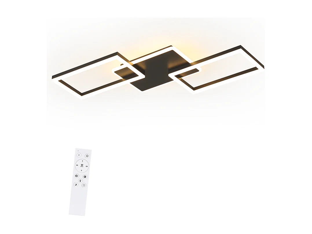 Lampa sufitowa LED Nettlife do salonu – duża, czarna, ściemnialna lampa sufitowa z pilotem, 63 W, nowoczesna metalowa lampa do sypialni, 80 cm 4361531 - obrazek 1