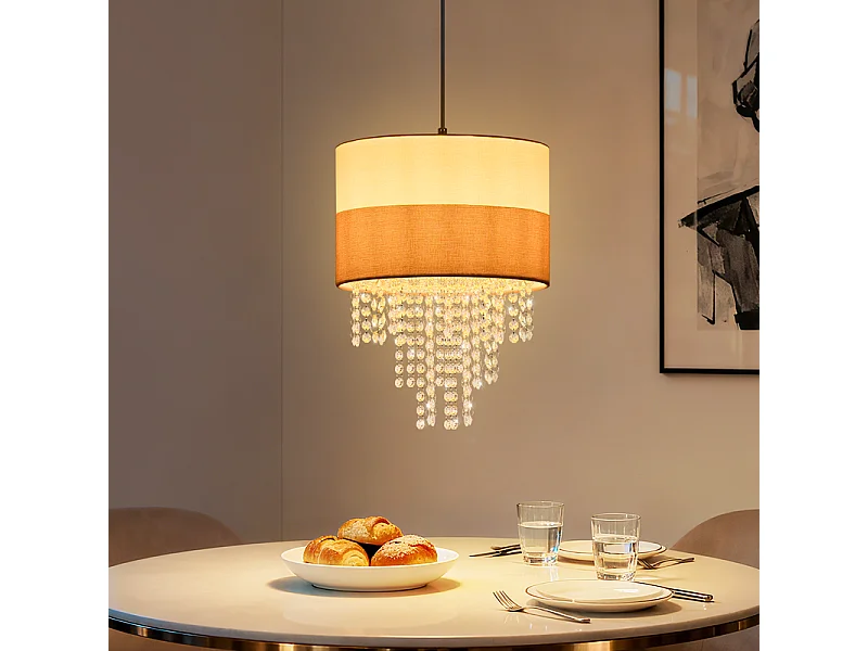 Lampa wisząca Nettlife Vintage na stół jadalny – żyrandol z 1 kryształową lampką, E27, regulowane oświetlenie retro do sypialni (żarówka nie jest dołączona) 4860946 - obrazek 1