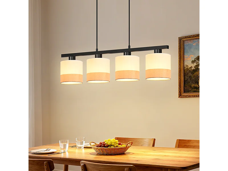 Lampa wisząca Nettlife Vintage Dining Table – 4-punktowy żyrandol materiałowy E27, regulowane oświetlenie retro do salonu i kuchni (żarówki nie są dołączone) 4860989 - obrazek 1