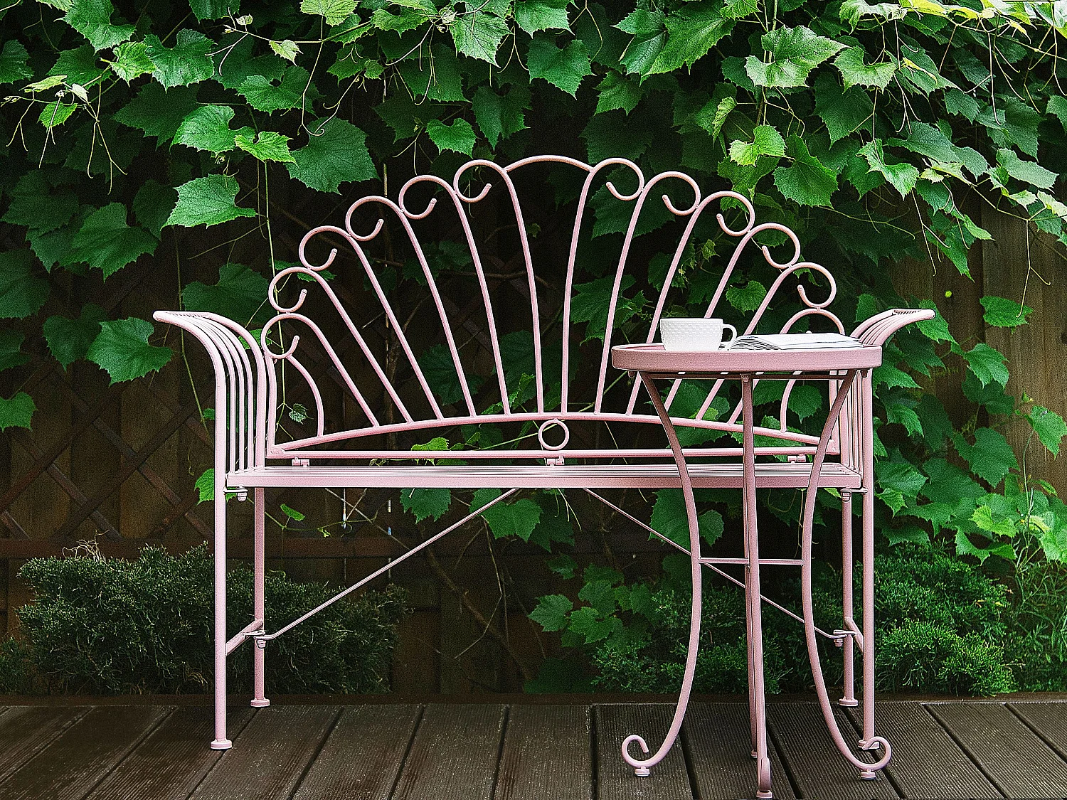 Ławka ogrodowa CAVINIA 125 cm Metal Różowy 175149