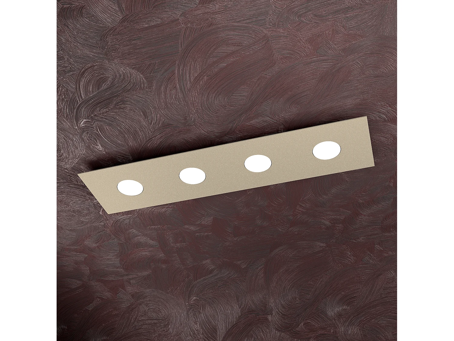 Prostokątna lampa sufitowa Toplight Area z 4 źródłami światła i oprawką GX53, struktura w kolorze piaskowym, nowoczesny design 80x20x3 cm 4139032
