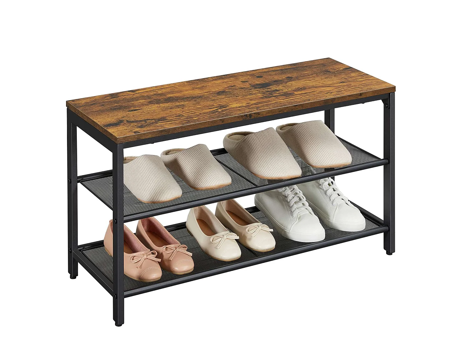 Ławka na buty 80x30x44,5 cm brązowo-czarna Indestic 4816968