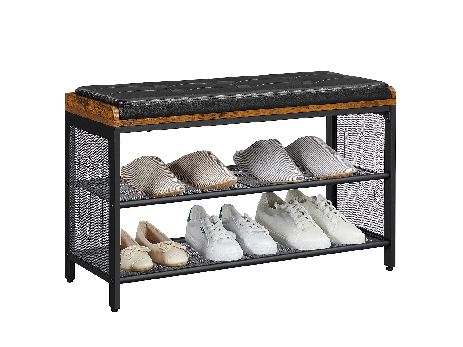 Ławka na buty 80x30x48 cm czarna Vintage brąz Copadion 4817064